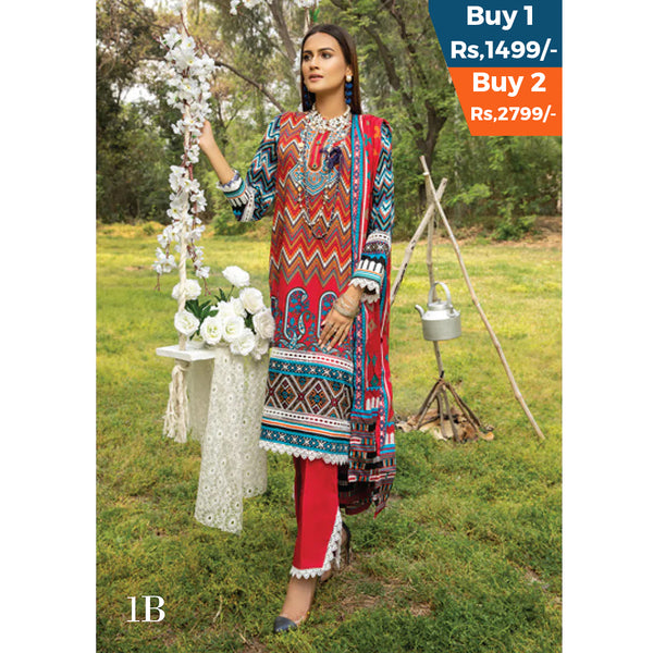 Anum Classic Printed Lawn 3 Pcs Un-Stitched Suit Vol 3 - 1-B, Women, 3Pcs Shalwar Suit, Al-Zohaib Textiles, Chase Value