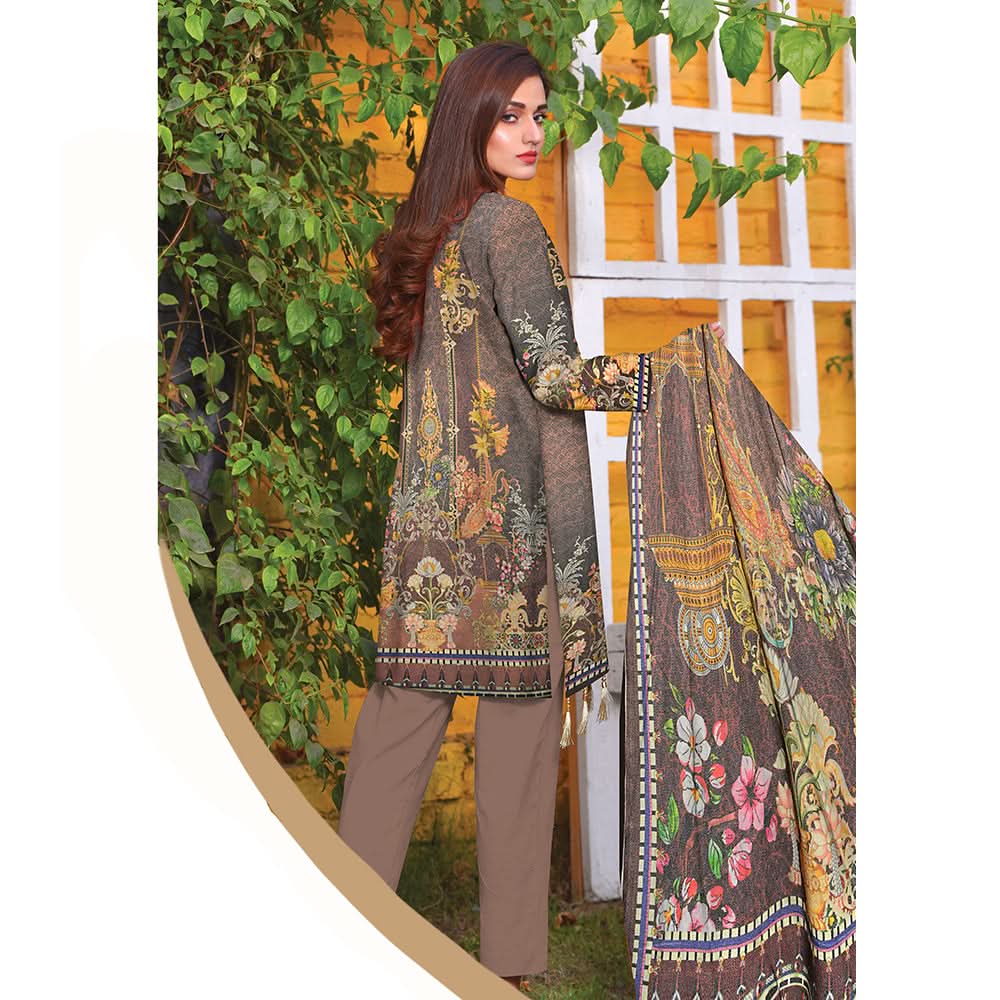 Saqaffat Digital Printed Dhanak 3 Pcs Un-Stitched Suit - 01, Women, 3Pcs Shalwar Suit, Ulfat Textile, Chase Value