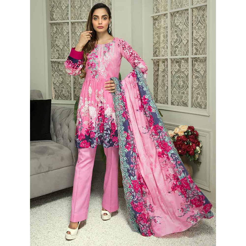 Zebtan Embroidered Cotton 3 Pieces Un-Stitched Suit Vol 01 - 10, Women, 3Pcs Shalwar Suit, Rujhan Textiles, Chase Value