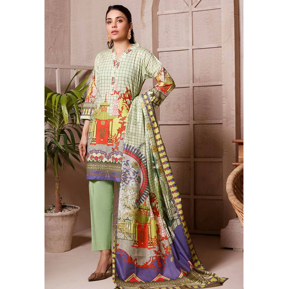 Halime Sultan Digital Printed Lawn 3Pcs Unstitched Suit V1 - 10, Women, 3Pcs Shalwar Suit, Halime Sultan, Chase Value