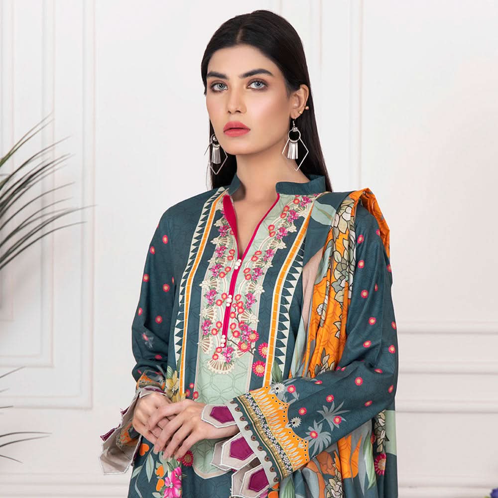 Orchid Mid-Summer Printed unstitched 3pc Cotton Suit, Women, 3Pcs Shalwar Suit, Regalia Textiles, Chase Value
