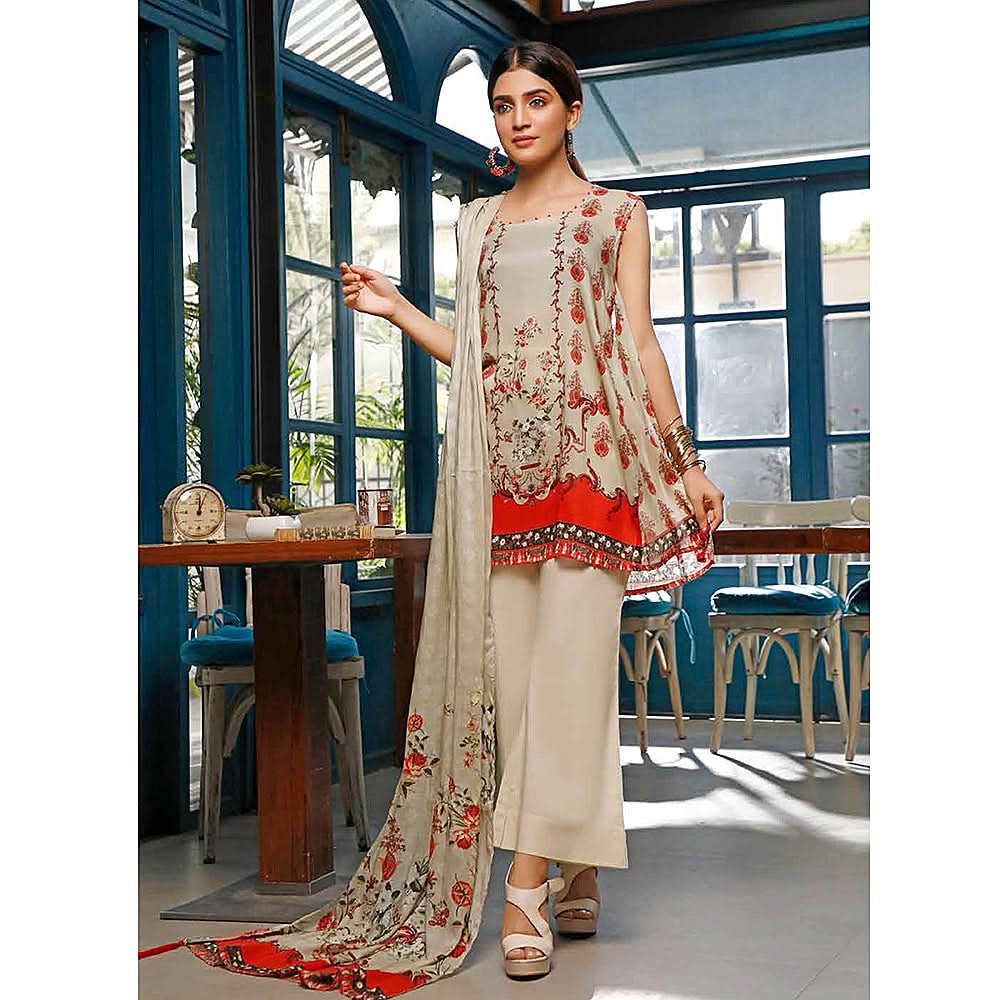 Zavia Digital Printed Lawn 3 Piece Un-Stitched Suit - 10, Women, 3Pcs Shalwar Suit, Fairdeal Textiles, Chase Value