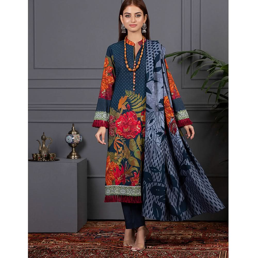 Orchid Modal Satin Digital Printed Un-Stitched 3 Pcs Suit - 10, Women, 3Pcs Shalwar Suit, Orchid, Chase Value