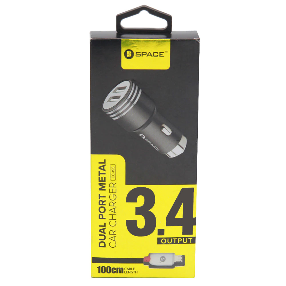 Space Dual USB Port Metal Car Charger CC-155, Home & Lifestyle, Mobile Charger, Chase Value, Chase Value