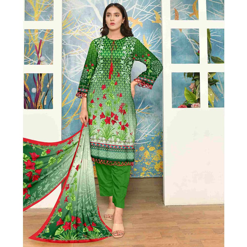 Tehzeeb Digital Printed Cambric 3Pcs Unstitched Suit V2 - 10, Women, 3Pcs Shalwar Suit, Ulfat Textile, Chase Value
