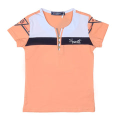 Boys T-Shirt Round Neck Peach - test-store-for-chase-value