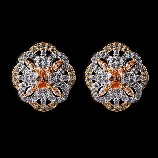 American Diamond Ear Tops - Peach - test-store-for-chase-value
