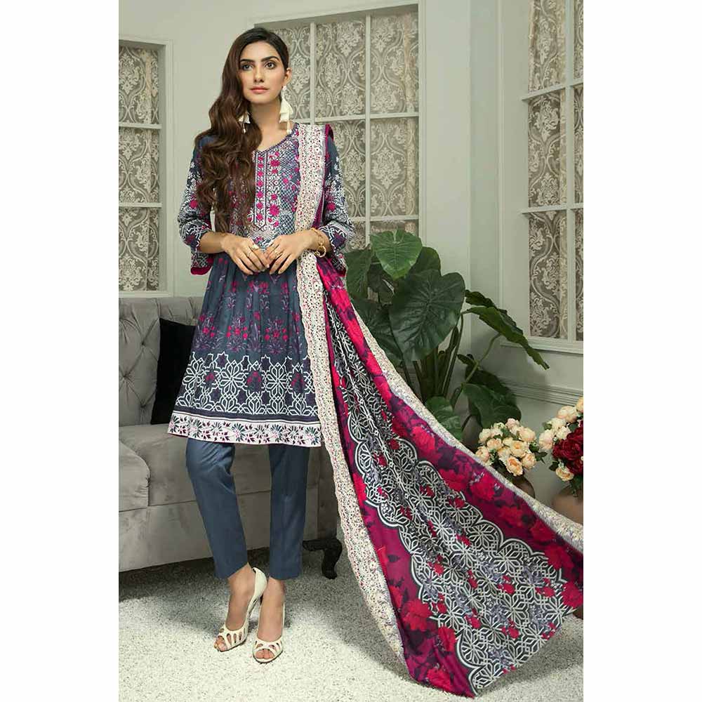 Zebtan Embroidered Cotton 3 Pieces Un-Stitched Suit Vol 01 - 12, Women, 3Pcs Shalwar Suit, Rujhan Textiles, Chase Value