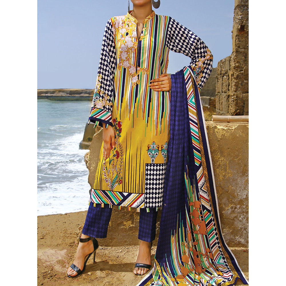 VS Daman Printed Cambric unstitched 3pc Suit V-2, Women, 3Pcs Shalwar Suit, VS Textiles, Chase Value