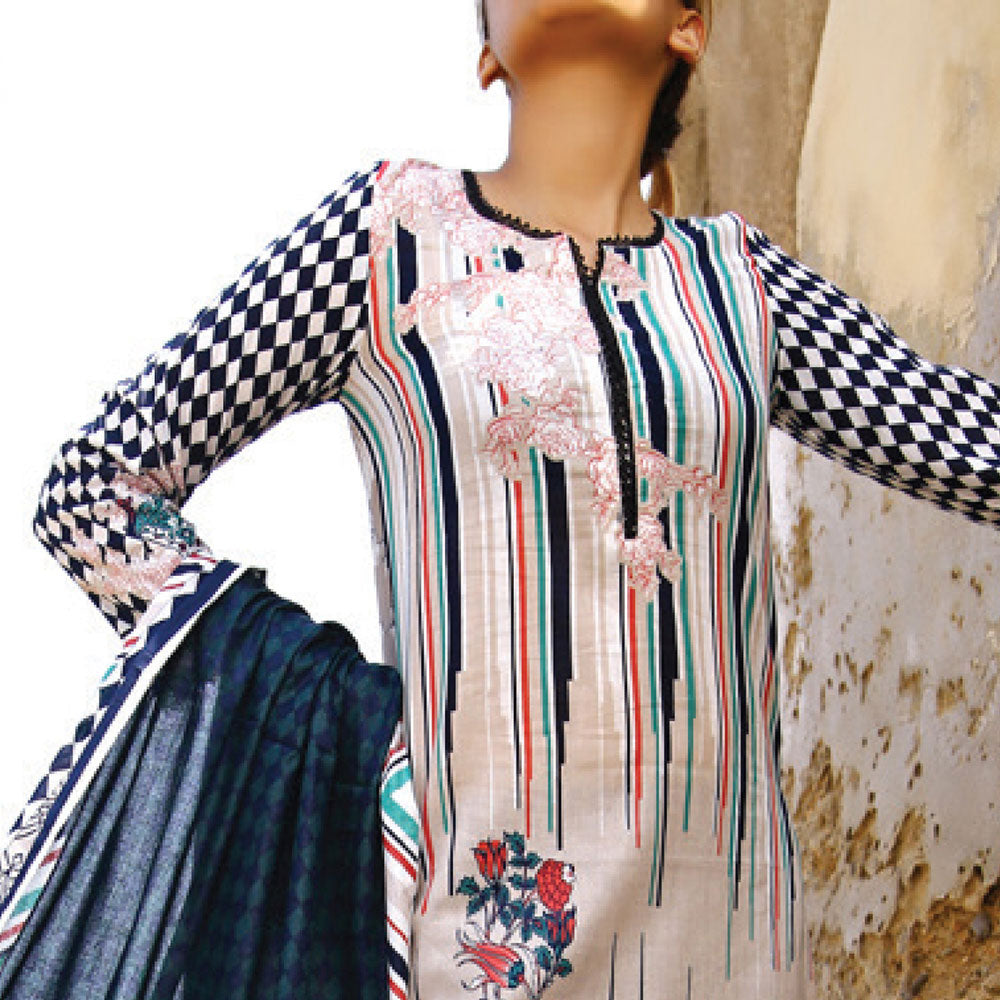 VS Daman Printed Cambric unstitched 3pc Suit V-2, Women, 3Pcs Shalwar Suit, VS Textiles, Chase Value