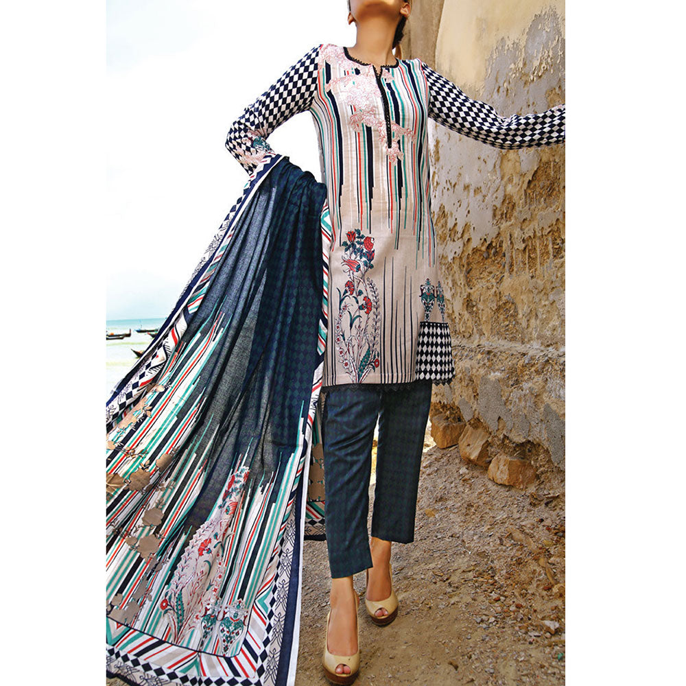 VS Daman Printed Cambric unstitched 3pc Suit V-2, Women, 3Pcs Shalwar Suit, VS Textiles, Chase Value