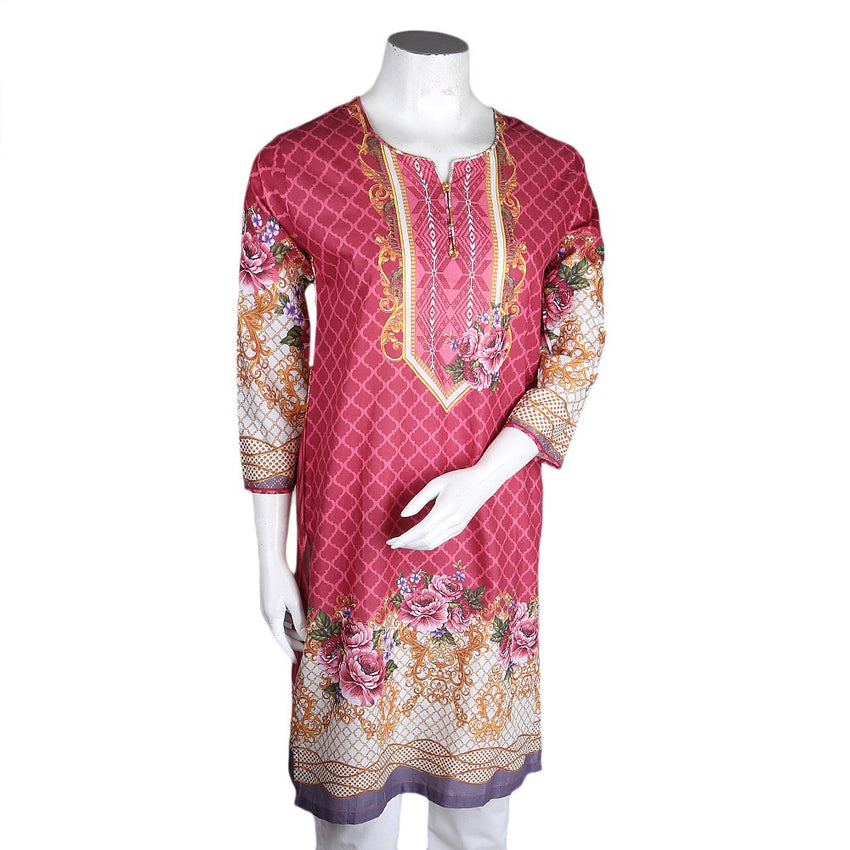 Women's Digital Cambric Kurti - Maroon - test-store-for-chase-value