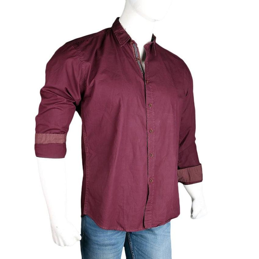 Men's Casual Plain Shirt - Maroon - test-store-for-chase-value