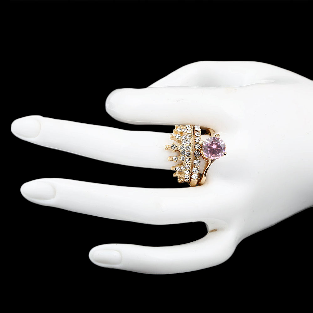 Women's Fancy Stone Ring - Golden - Pink - test-store-for-chase-value
