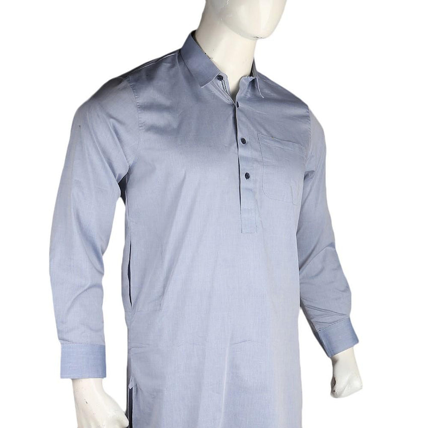 Men's Slim Fit Shalwar Suit - Sky Blue - Cream - test-store-for-chase-value