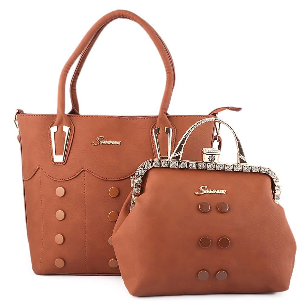Women's Handbag 2 Pcs (129) - Brown, Women, Bags, Chase Value, Chase Value