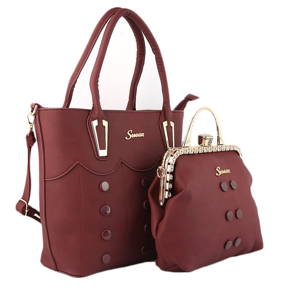 Women's Handbag 2 Pcs (129) - Maroon, Women, Bags, Chase Value, Chase Value