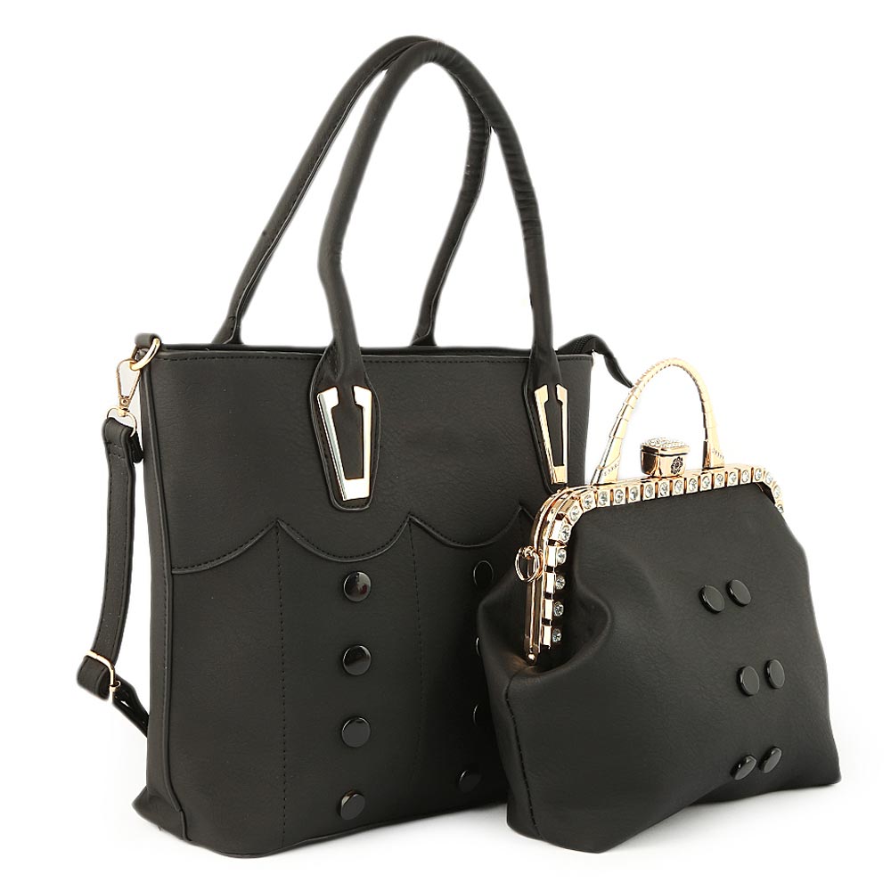 Women's Handbag 2 Pcs (129) - Black, Women, Bags, Chase Value, Chase Value
