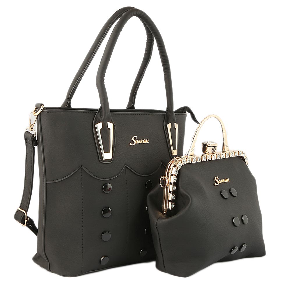 Women's Handbag 2 Pcs (129) - Black, Women, Bags, Chase Value, Chase Value