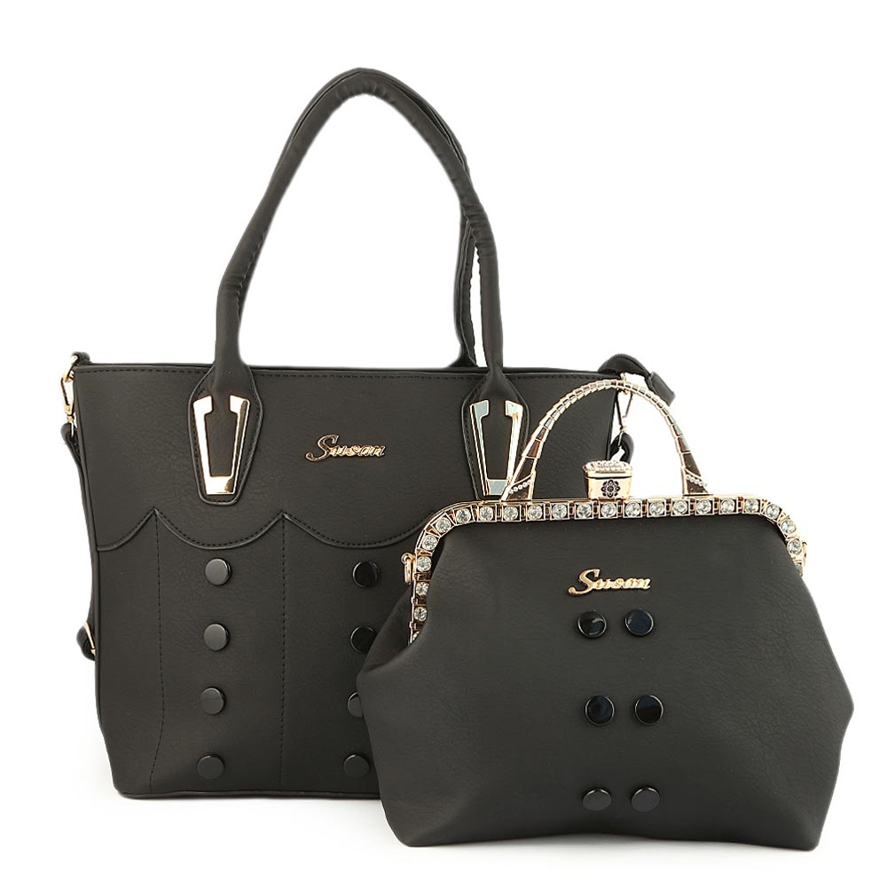 Women's Handbag 2 Pcs (129) - Black, Women, Bags, Chase Value, Chase Value