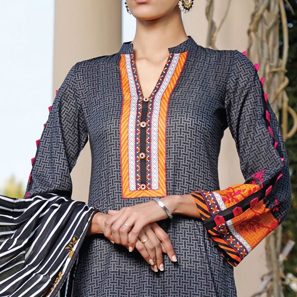 VS Daman Printed Lawn 3 Pcs Un-Stitched Suit Vol 2 - 1301-A, Women, 3Pcs Shalwar Suit, VS Textiles, Chase Value