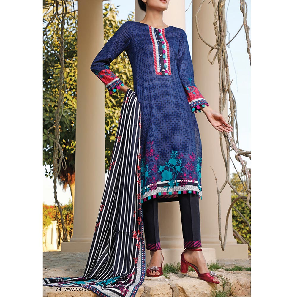 VS Daman Printed Lawn 3 Pcs Un-Stitched Suit Vol 2 - 1301-B, Women, 3Pcs Shalwar Suit, VS Textiles, Chase Value