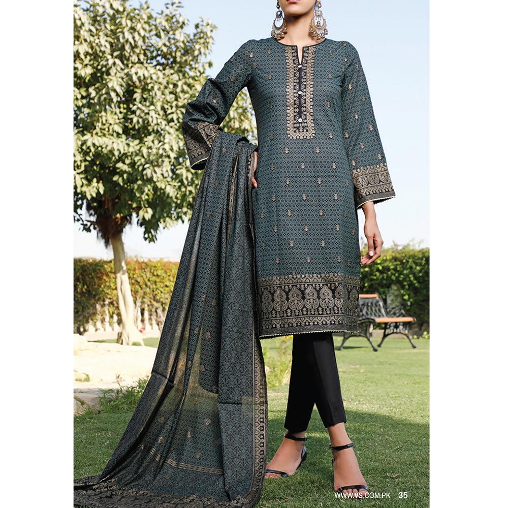 VS Daman Printed Lawn 3 Pcs Un-Stitched Suit Vol 2 - 1302-A, Women, 3Pcs Shalwar Suit, VS Textiles, Chase Value