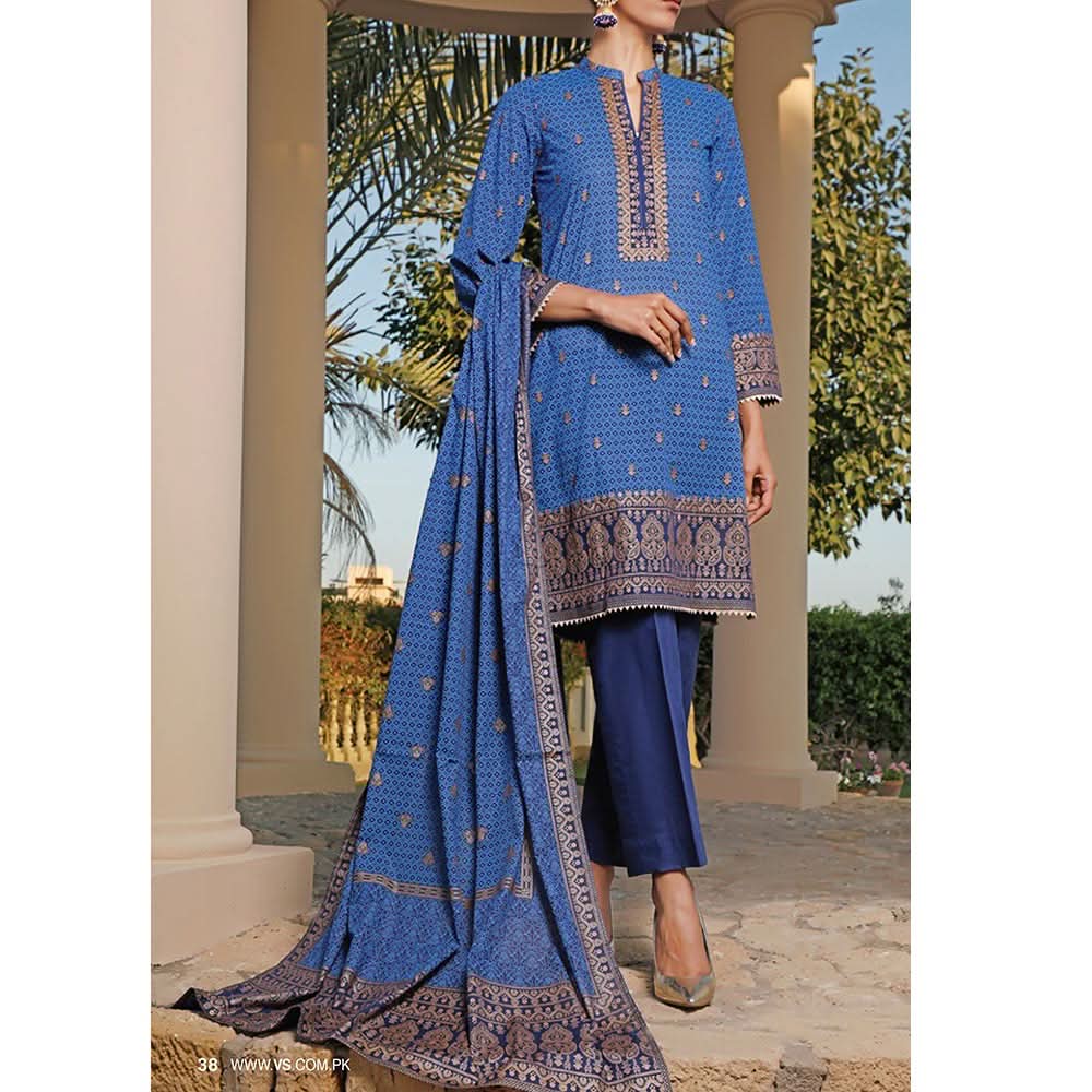 VS Daman Printed Lawn 3 Pcs Un-Stitched Suit Vol 2 - 1302-B, Women, 3Pcs Shalwar Suit, VS Textiles, Chase Value
