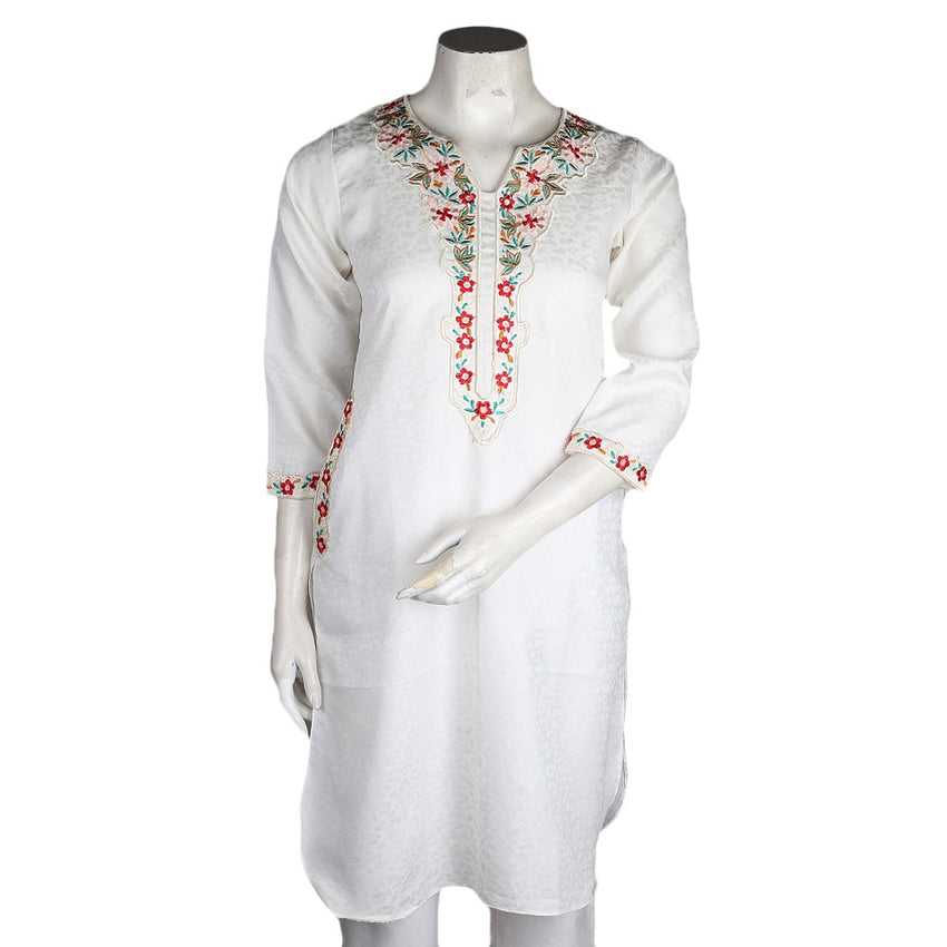 Women's Eminent Embroidered Kurti - Off White - test-store-for-chase-value