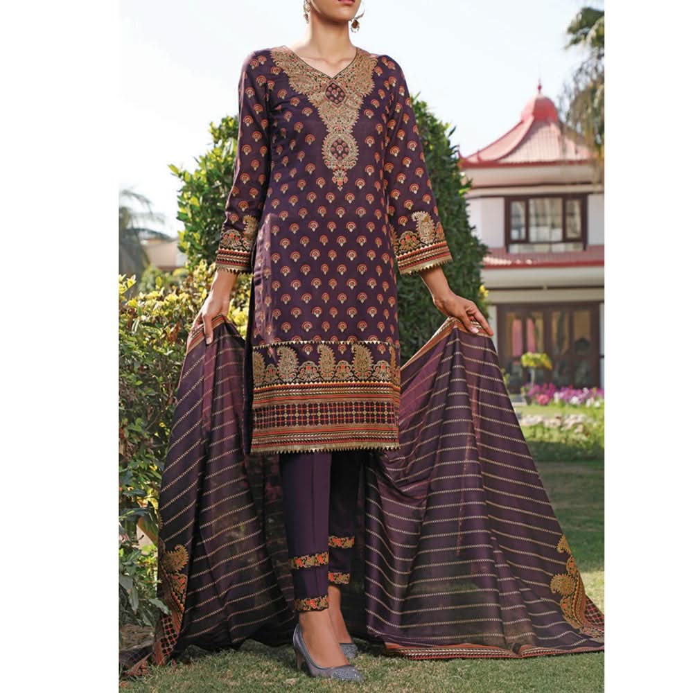 VS Daman Printed Lawn 3 Pcs Un-Stitched Suit Vol 2 - 1312-B, Women, 3Pcs Shalwar Suit, VS Textiles, Chase Value