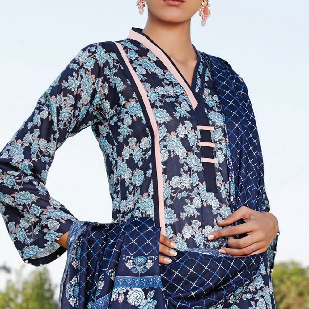 VS Daman Printed Lawn 3 Pcs Un-Stitched Suit Vol 2 - 1316-A, Women, 3Pcs Shalwar Suit, VS Textiles, Chase Value