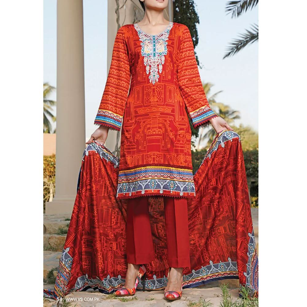 VS Daman Printed Lawn 3 Pcs Un-Stitched Suit Vol 2 - 1322-B, Women, 3Pcs Shalwar Suit, VS Textiles, Chase Value