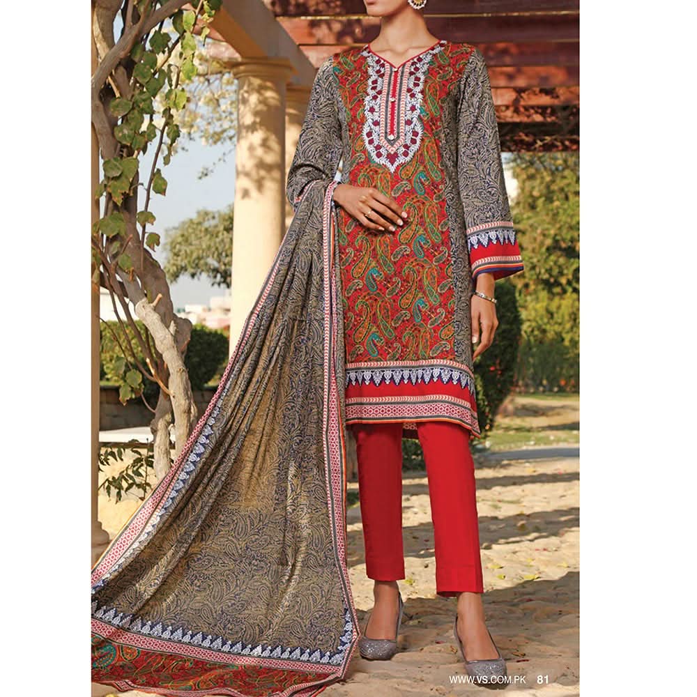 VS Daman Printed Lawn 3 Pcs Un-Stitched Suit Vol 2 - 1323-A, Women, 3Pcs Shalwar Suit, VS Textiles, Chase Value