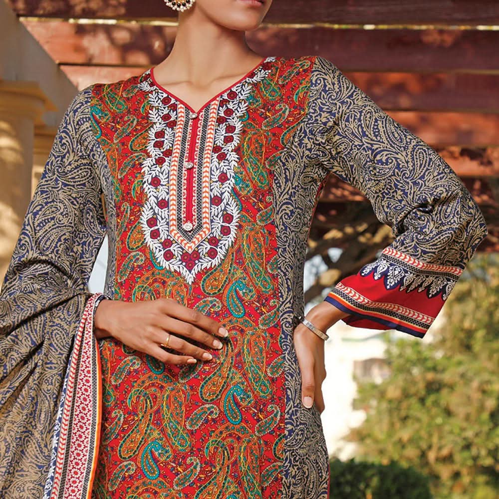 VS Daman Printed Lawn 3 Pcs Un-Stitched Suit Vol 2 - 1323-A, Women, 3Pcs Shalwar Suit, VS Textiles, Chase Value