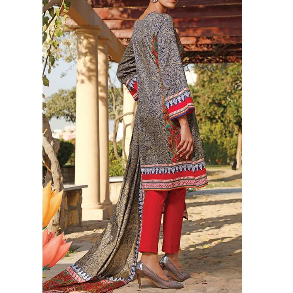 VS Daman Printed Lawn 3 Pcs Un-Stitched Suit Vol 2 - 1323-A, Women, 3Pcs Shalwar Suit, VS Textiles, Chase Value