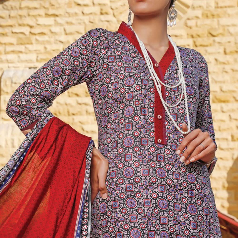 VS Daman Printed Lawn 3 Pcs Un-Stitched Suit Vol 2 - 1324-A, Women, 3Pcs Shalwar Suit, VS Textiles, Chase Value