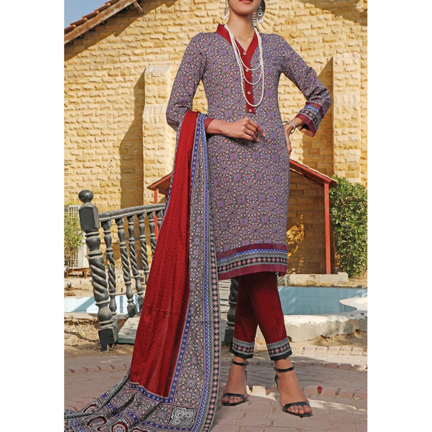 VS Daman Printed Lawn 3 Pcs Un-Stitched Suit Vol 2 - 1324-A, Women, 3Pcs Shalwar Suit, VS Textiles, Chase Value