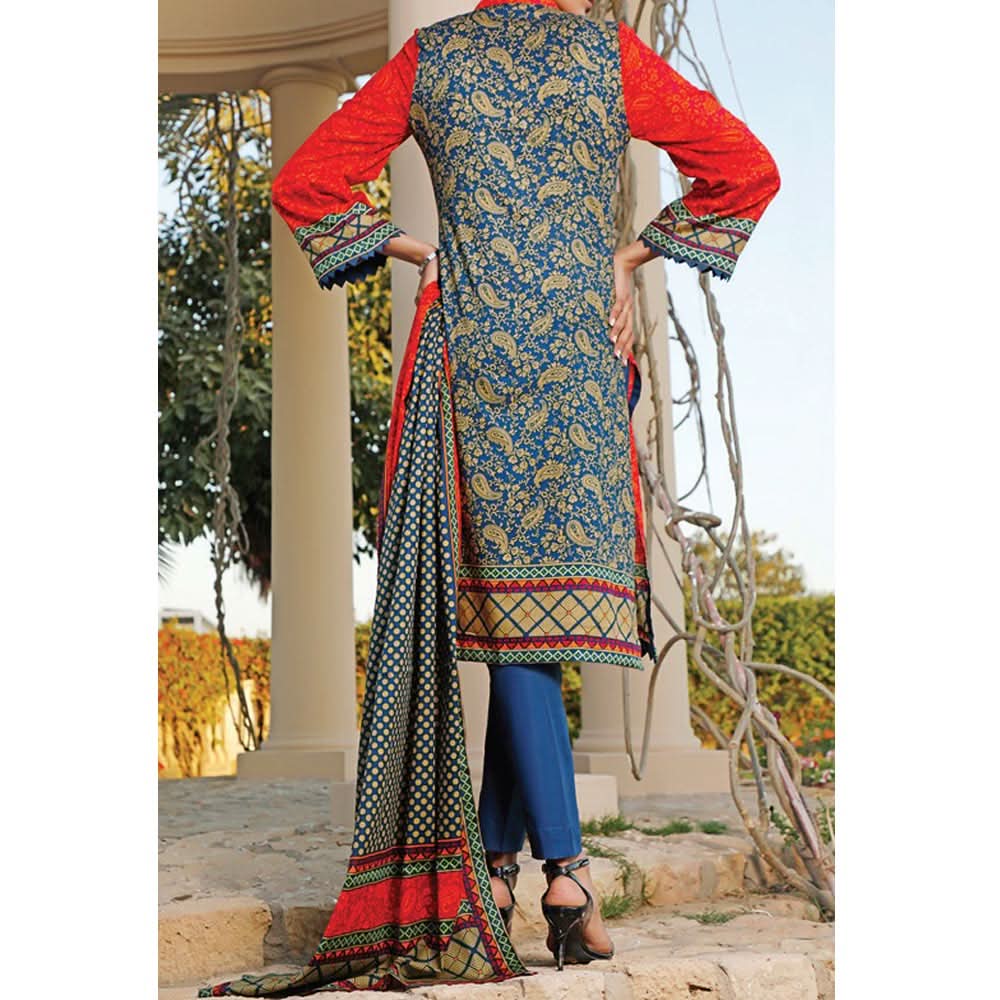 VS Daman Printed Lawn 3 Pcs Un-Stitched Suit Vol 2 - 1327-B, Women, 3Pcs Shalwar Suit, VS Textiles, Chase Value