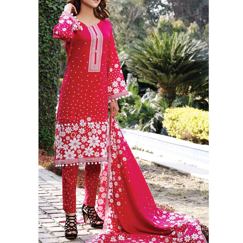 VS Daman Printed Lawn 3 Pcs Un-Stitched Suit Vol 3 - 1329-A, Women, 3Pcs Shalwar Suit, VS Textiles, Chase Value