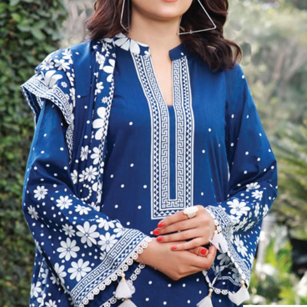 VS Daman Printed Lawn 3 Pcs Un-Stitched Suit Vol 3 - 1329-B, Women, 3Pcs Shalwar Suit, VS Textiles, Chase Value