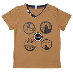 Boys V Neck T-Shirt - Brown - Coffee - test-store-for-chase-value