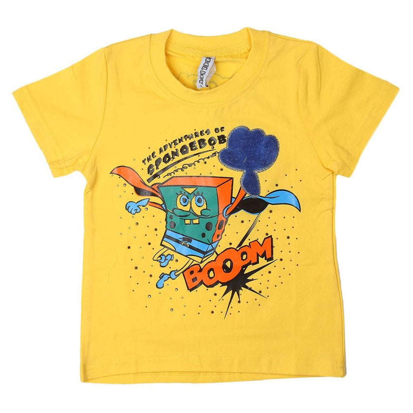 Boys Round Neck T-Shirt - Yellow - test-store-for-chase-value