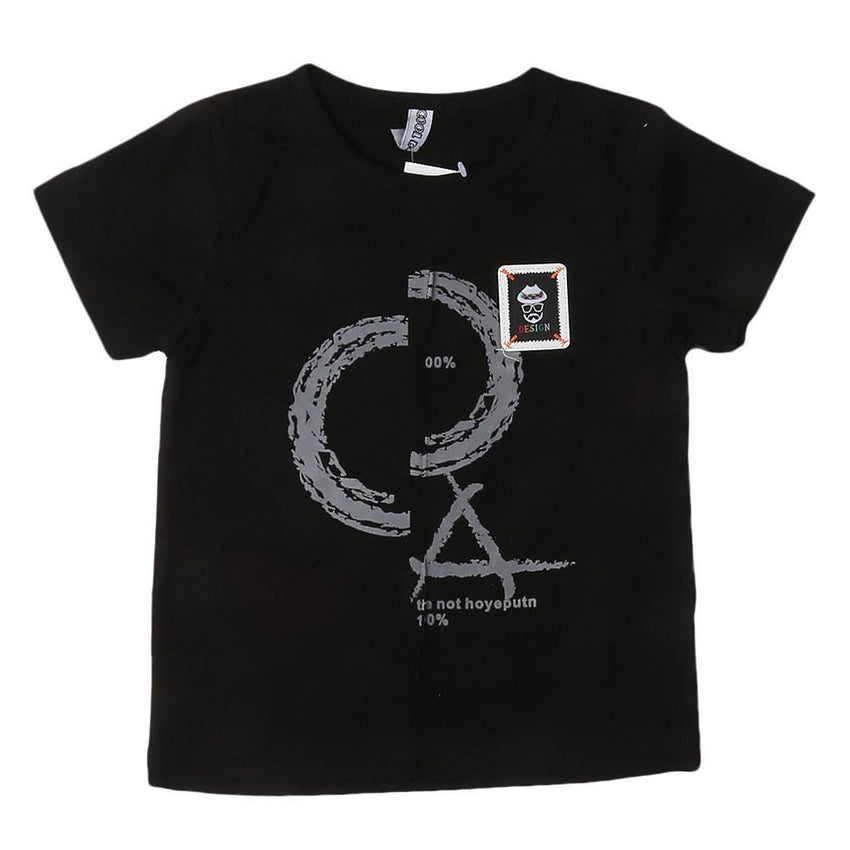Boys Round Neck T-Shirt - Black - test-store-for-chase-value