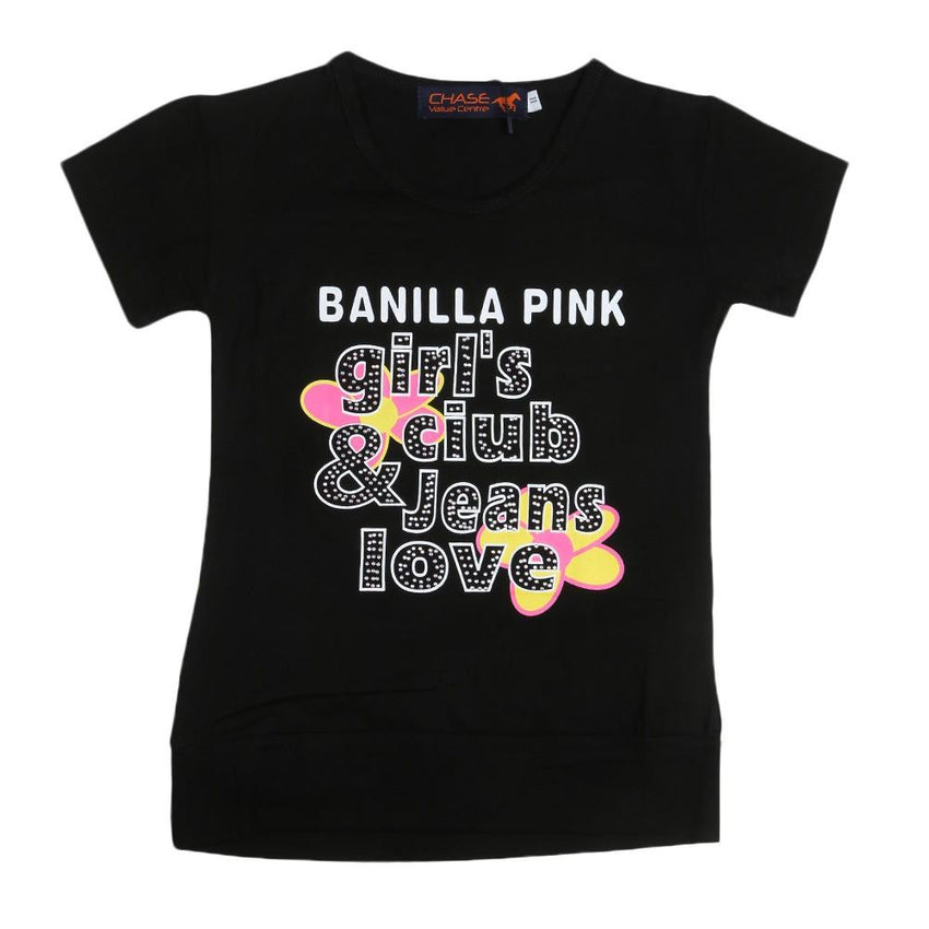 Girls Printed T-Shirt - Black - test-store-for-chase-value