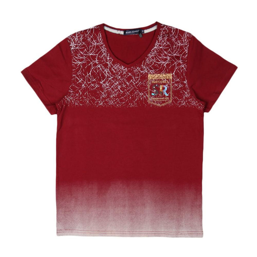 Boys V-Neck T-Shirt - Maroon - test-store-for-chase-value