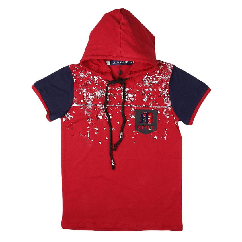 Boys Hooded T-Shirt - Maroon - test-store-for-chase-value