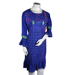 Women's Embroidered Kurti - Blue - test-store-for-chase-value