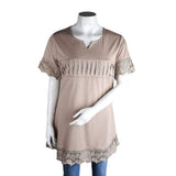 Women's Frill Stone T-Shirt - Beige - test-store-for-chase-value