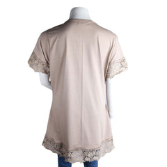 Women's Frill Stone T-Shirt - Beige - test-store-for-chase-value