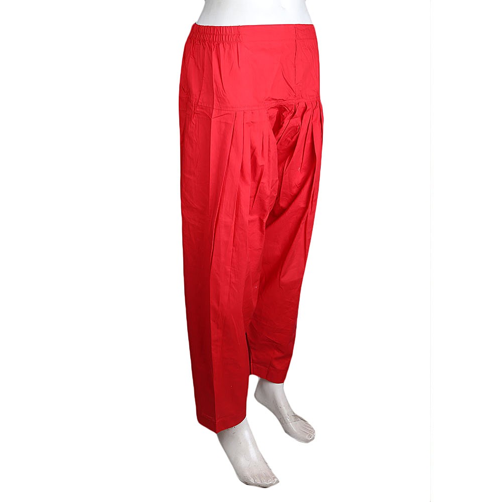Women's Cotton Shalwar - Red - test-store-for-chase-value